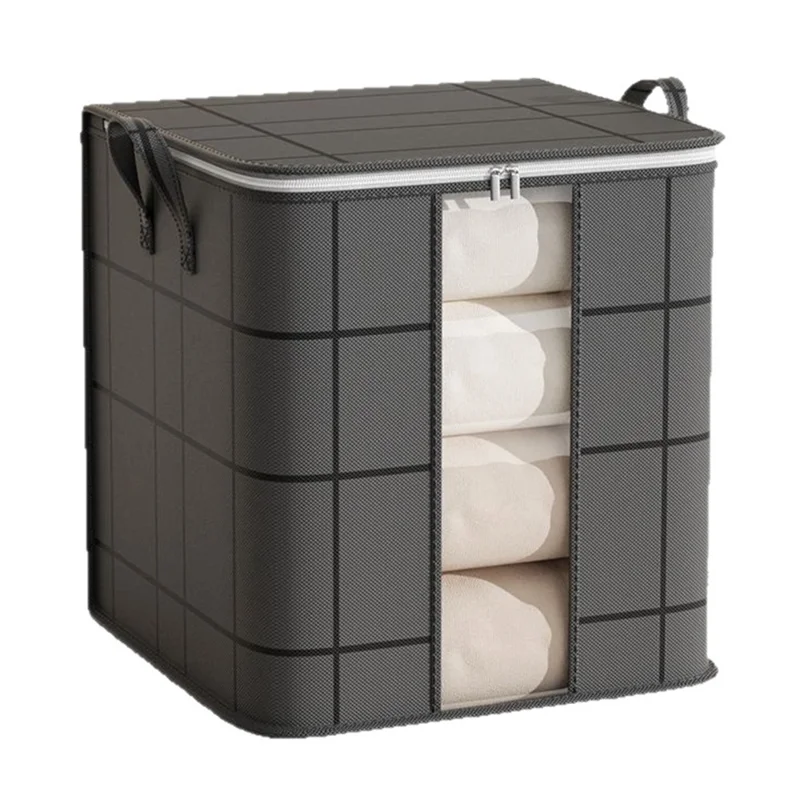 48 x 44 x 48cm Quilt Storage Bag Double Zipper Visible Window Clothes Container with Handle