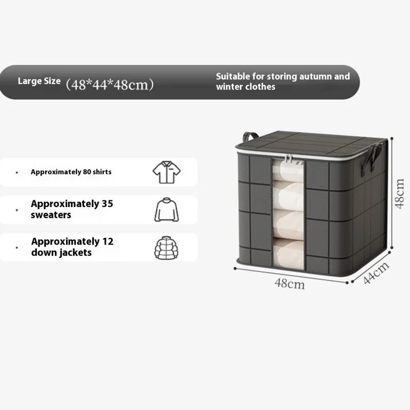 48 x 44 x 48cm Quilt Storage Bag Double Zipper Visible Window Clothes Container with Handle