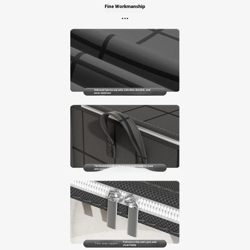 48 x 44 x 48cm Quilt Storage Bag Double Zipper Visible Window Clothes Container with Handle