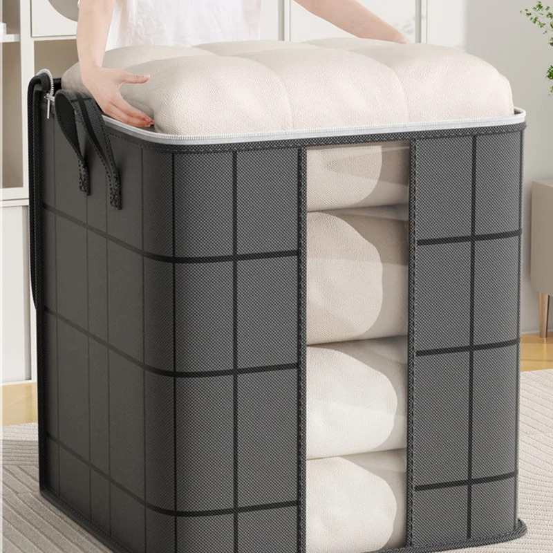 50 x 61 x 71cm Quilt Storage Bag Double Zipper Visible Window Clothes Container with Handle