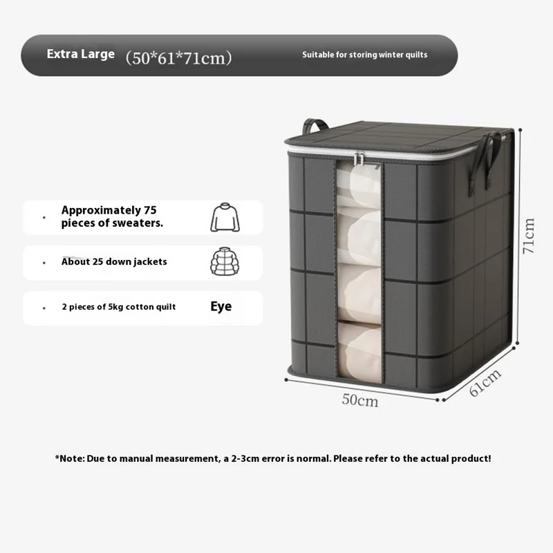 50 x 61 x 71cm Quilt Storage Bag Double Zipper Visible Window Clothes Container with Handle