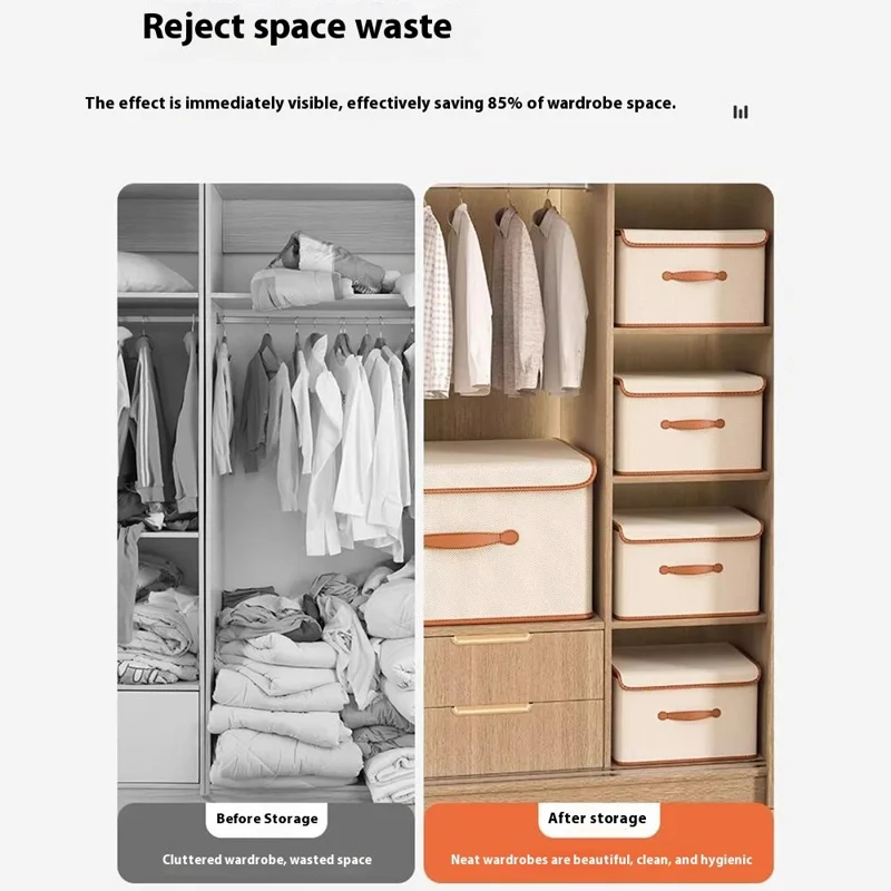 Caixa de Armazenamento Dobrável de 37 x 25 x 25 cm com Tampa, Organizador de Roupas em Tecido Não Tecido, Bege