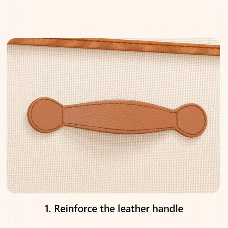 Caixa de Armazenamento Dobrável de 45 x 35 x 25 cm com Tampa, Organizador de Roupas em Tecido Não Tecido, Bege