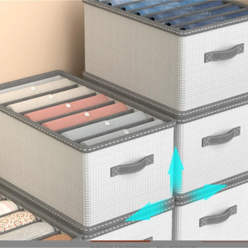 Caixas de Armazenamento com 12 Divisórias Descobertas Organizador Recipiente Dobrável Caixa de Armazenamento de Roupas para Armário de Quarto, 44 x 25 x 17cm