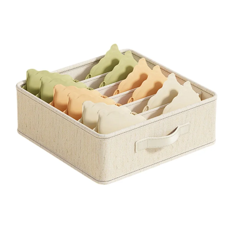 Caixa de Armazenamento com 6 Compartimentos para Quarto, Organizador Dobrável de Roupa Íntima, Economiza Espaço, 32 x 32 x 11cm