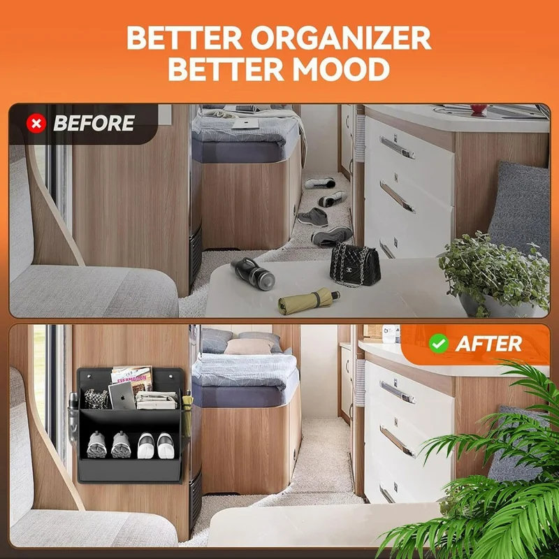 Hanging Shoe Organizer Multi-Purpose Storage Bag Wall Mount Rack for Home / RV / Dorm - Grey