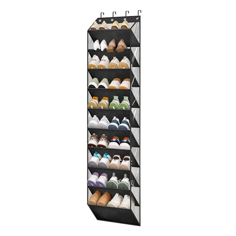 Organizador de Zapatos Colgante de 10 Niveles Bolsa de Almacenamiento Multifuncional para el Hogar - Negro