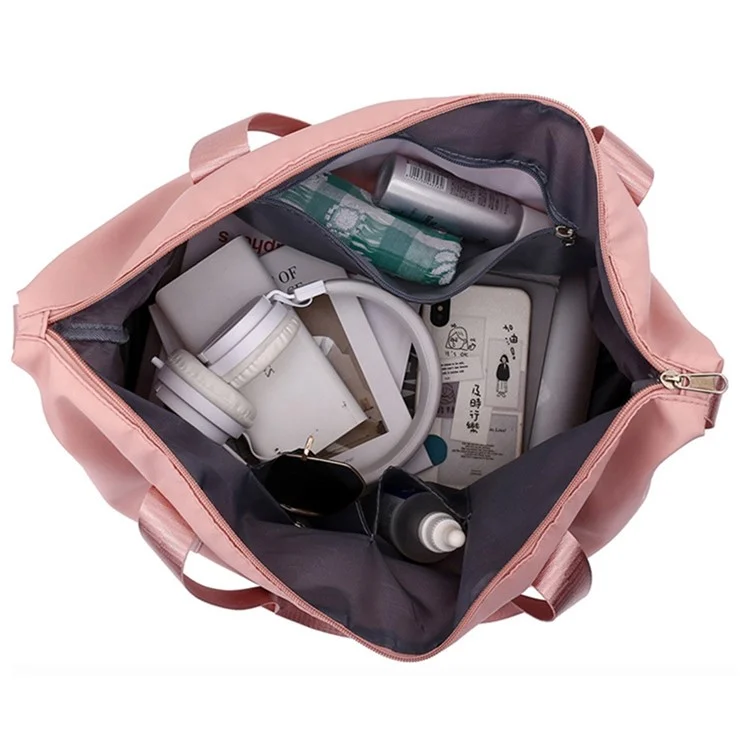HONGFU Stylish Large Capacity Waterproof Nylon Zipper Tote Bag Expandable Travel Luggage Carrying Bag - Light Purple