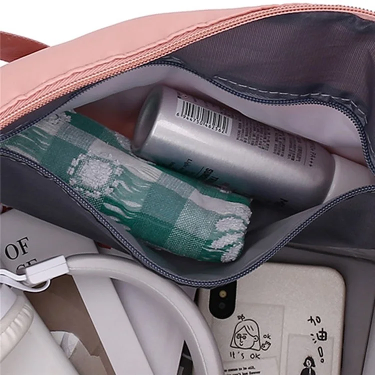 HONGFU Stylish Large Capacity Waterproof Nylon Zipper Tote Bag Expandable Travel Luggage Carrying Bag - Light Purple