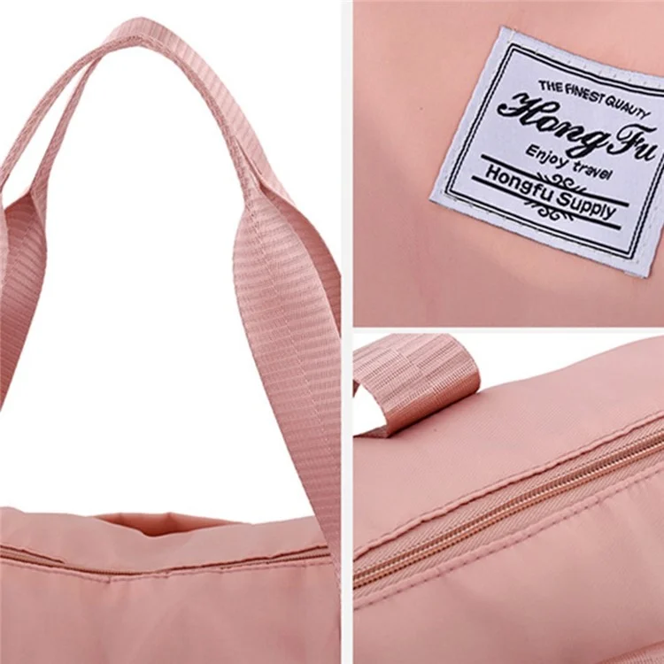 HONGFU Stylish Large Capacity Waterproof Nylon Zipper Tote Bag Expandable Travel Luggage Carrying Bag - Light Purple