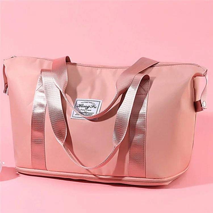 HONGFU Stylish Large Capacity Waterproof Nylon Zipper Tote Bag Expandable Travel Luggage Carrying Bag - Light Purple
