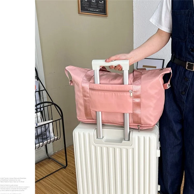HONGFU Stylish Large Capacity Waterproof Nylon Zipper Tote Bag Expandable Travel Luggage Carrying Bag - Light Purple