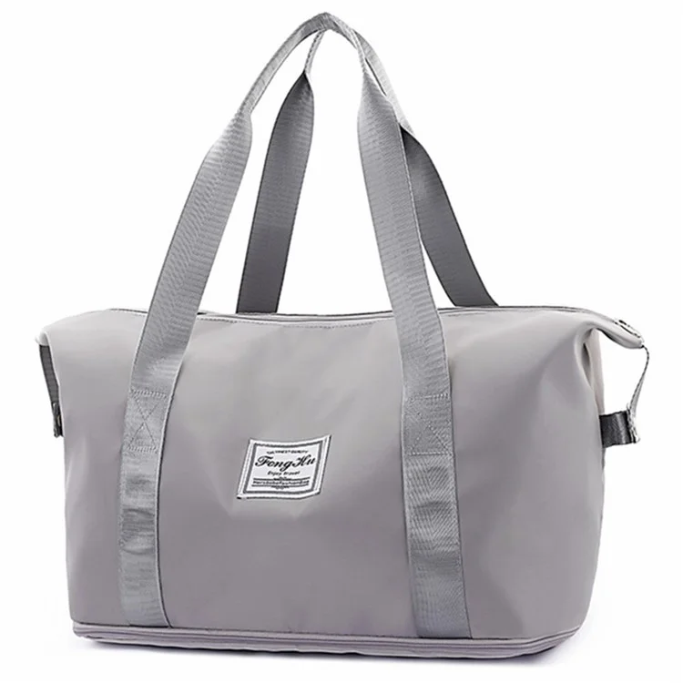 HONGFU Stylish Large Capacity Waterproof Nylon Zipper Tote Bag Expandable Travel Luggage Carrying Bag - Grey