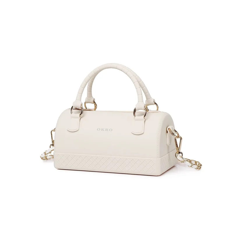 OKRO Silicone Crossbody Bag Waterproof Handbag with Shoulder Chain Strap - Beige