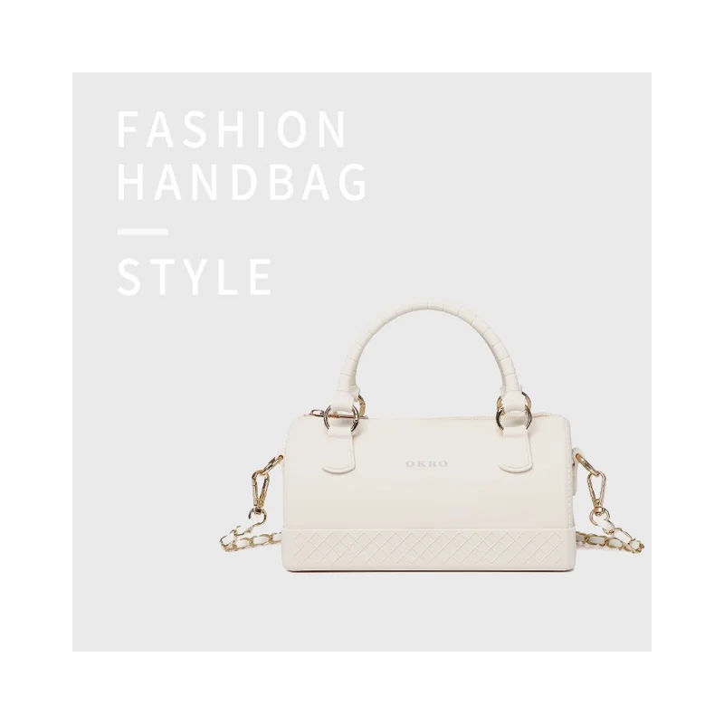 OKRO Silicone Crossbody Bag Waterproof Handbag with Shoulder Chain Strap - Beige