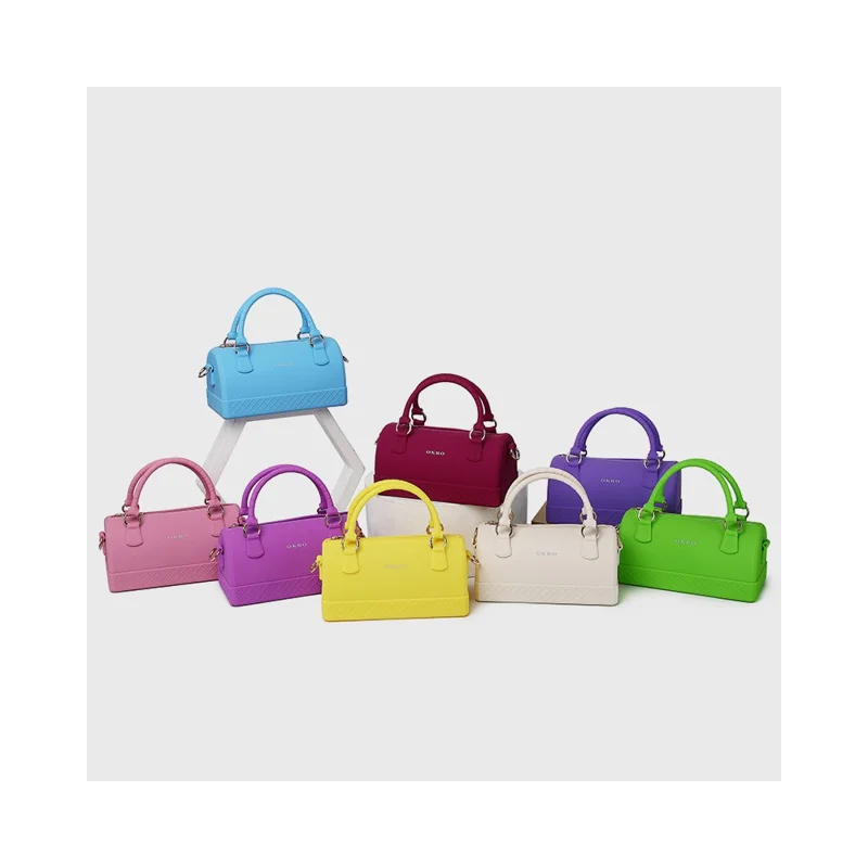 OKRO Silicone Crossbody Bag Waterproof Handbag with Shoulder Chain Strap - Beige