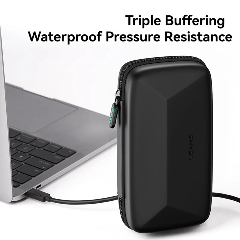 USAMS Jane06 6.7 inch Storage Bag Double Layer Shockproof Zipper Electronic Organizer Travel Case