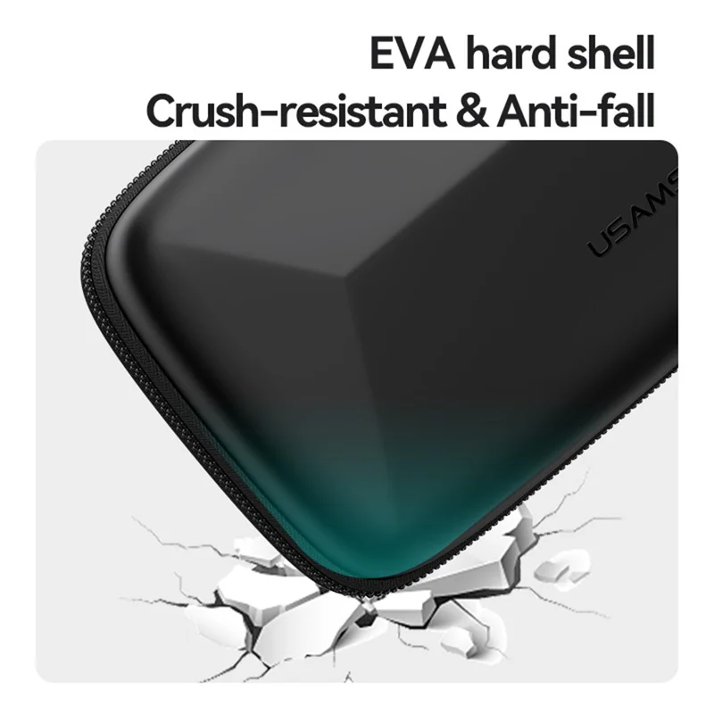 USAMS Jane06 6.7 inch Storage Bag Double Layer Shockproof Zipper Electronic Organizer Travel Case