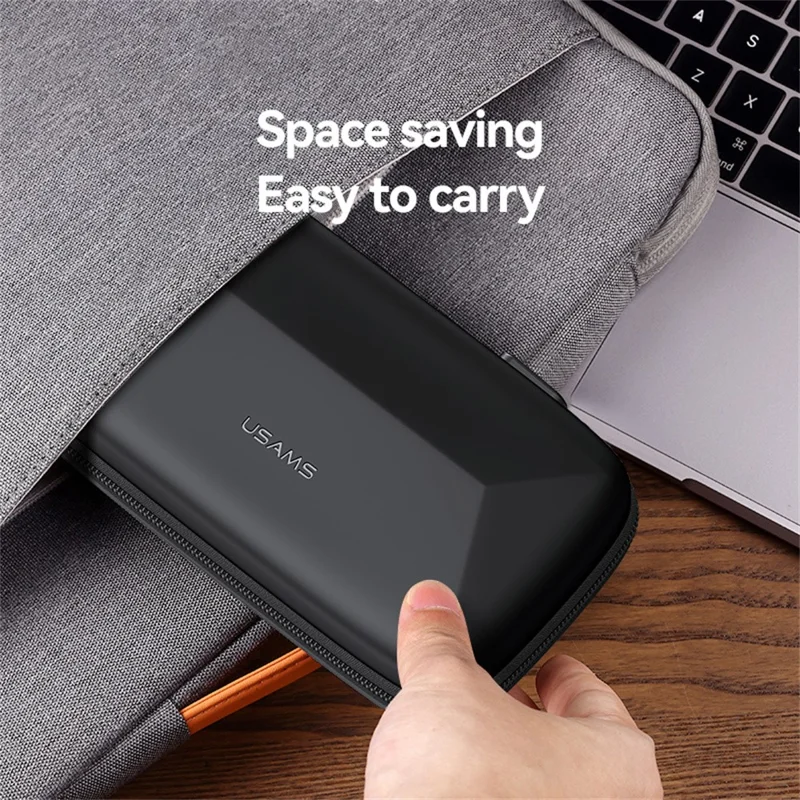USAMS Jane06 6.7 inch Storage Bag Double Layer Shockproof Zipper Electronic Organizer Travel Case
