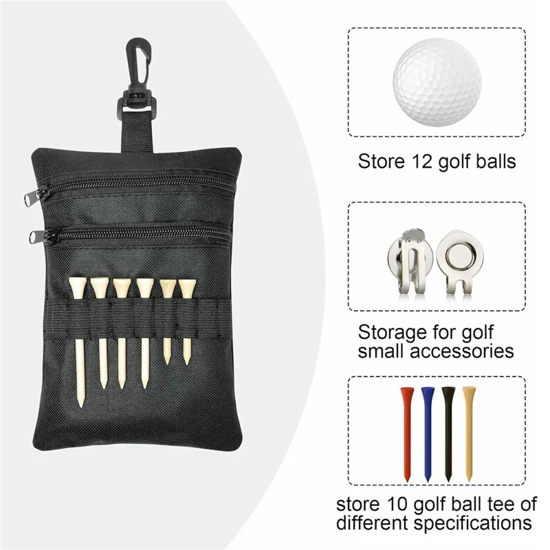 Golf Accessories Organizer Bag Oxford Fabric Waterproof Golf Ball Tee Holder Storage Pouch
