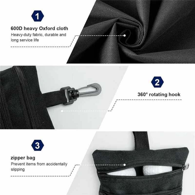 Golf Accessories Organizer Bag Oxford Fabric Waterproof Golf Ball Tee Holder Storage Pouch