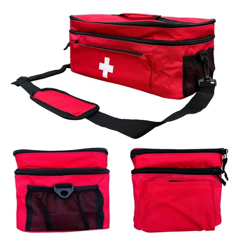 Portable Medication Organizer with Shoulder Strap First Aid Kit Pill Bottle Storage Bag for Home Travel