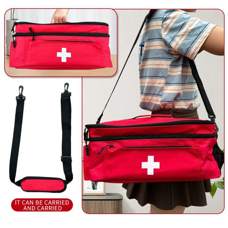 Portable Medication Organizer with Shoulder Strap First Aid Kit Pill Bottle Storage Bag for Home Travel