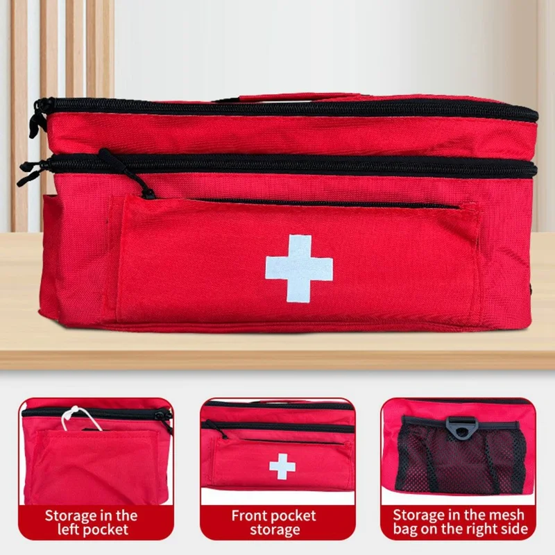 Portable Medication Organizer with Shoulder Strap First Aid Kit Pill Bottle Storage Bag for Home Travel