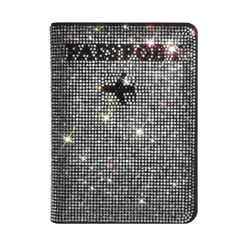 Rhinestones Decor Travel Passport Holder PU Leather Card Organizer Boarding Pass Cover - White