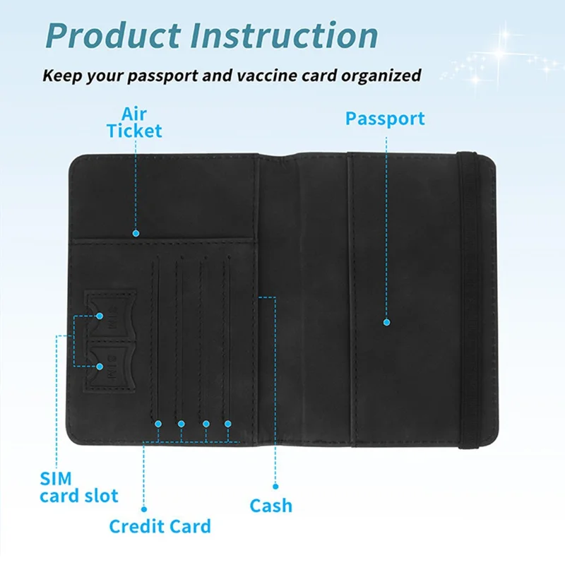 Rhinestones Decor Travel Passport Holder PU Leather Card Organizer Boarding Pass Cover - White