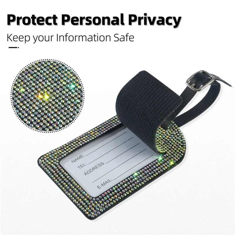 2 stuks/set Strassversierd PU-leer reispaspoorthouder kaartorganizer instapkauw met bagagelabel - Wit