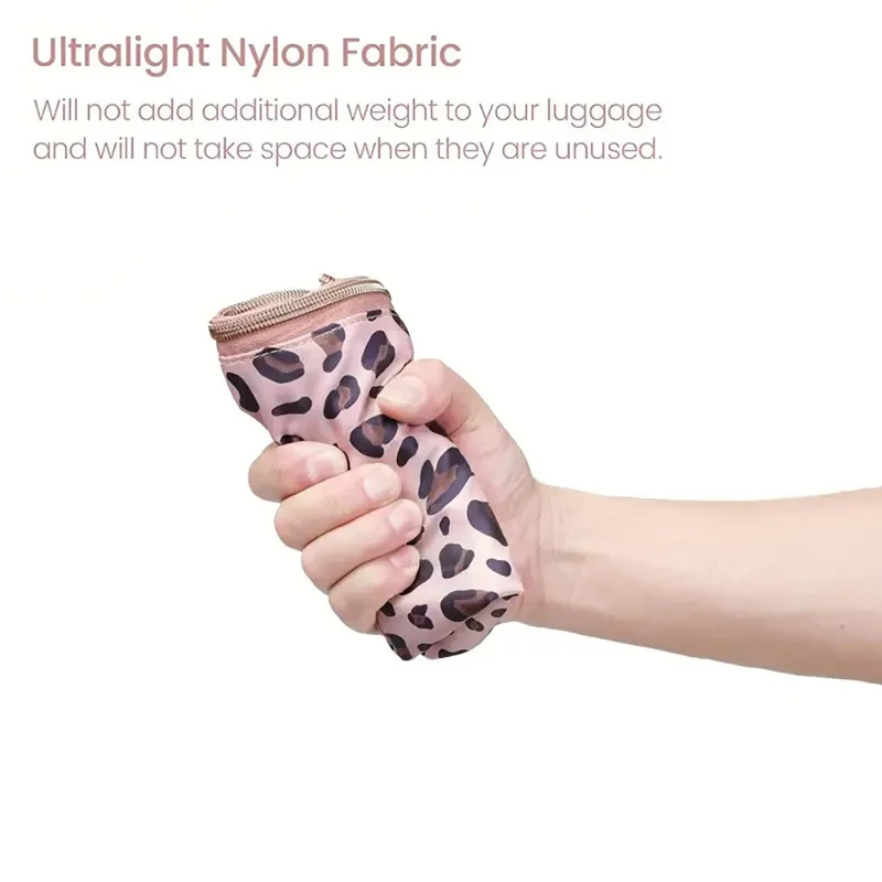 6Pcs / Set Leopard Print Travel Packing Cubes Set for Luggage Nylon Compression Organizers Clothes Toiletries Storage Bag - Brown