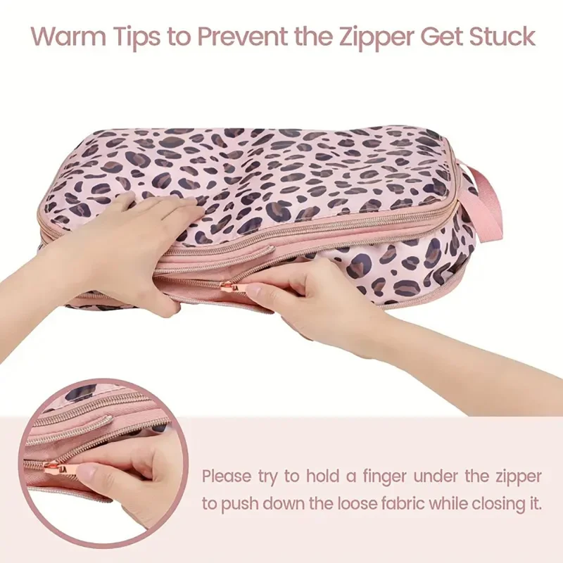 6Pcs / Set Leopard Print Travel Packing Cubes Set for Luggage Nylon Compression Organizers Clothes Toiletries Storage Bag - Brown