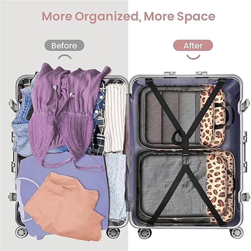 6Pcs / Set Leopard Print Travel Packing Cubes Set for Luggage Nylon Compression Organizers Clothes Toiletries Storage Bag - Brown