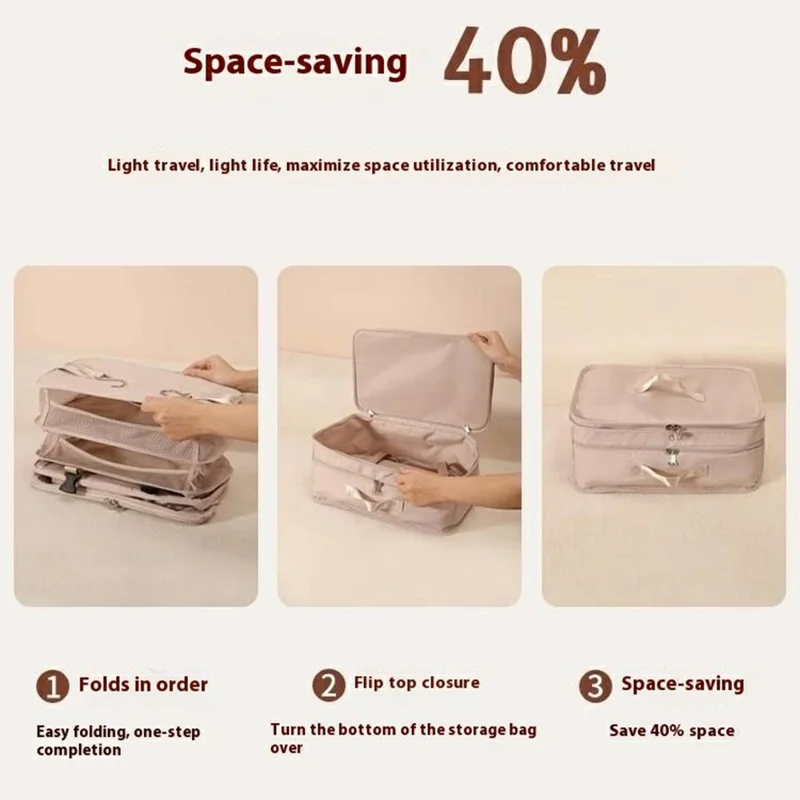 Travel Hanging Clothes Organizer Oxford Fabric Large Capacity Wardrobe Storage Bag for Suitcase Packing - Khaki