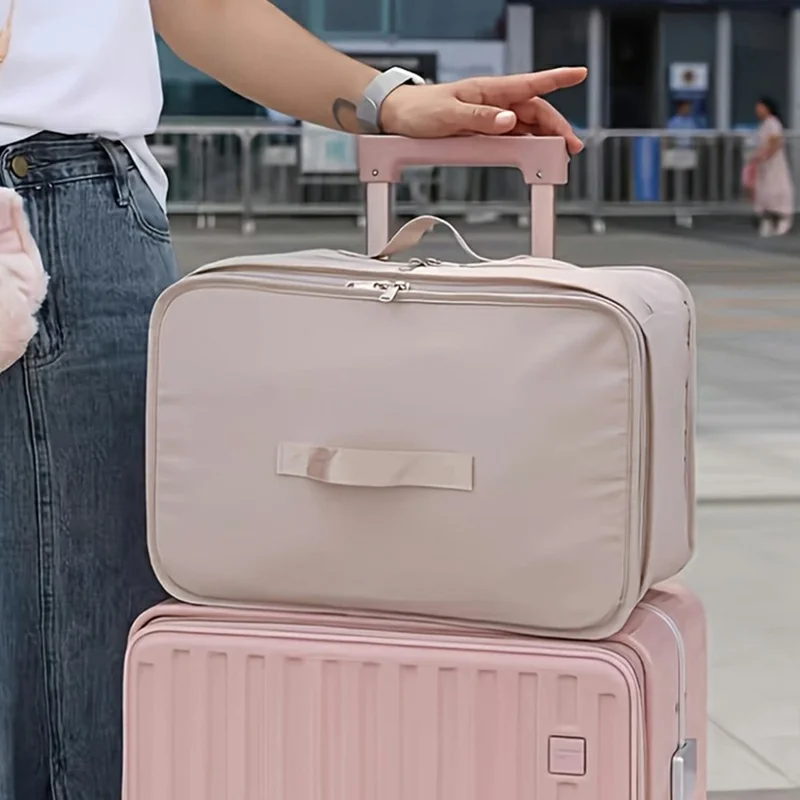 Travel Hanging Clothes Organizer Oxford Fabric Large Capacity Wardrobe Storage Bag for Suitcase Packing - Khaki