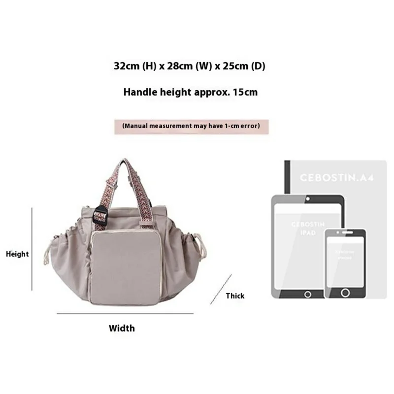 Large Capacity Mommy Bag Nylon Portable Folding Crib Bed Multipurpose Travel Baby Diaper Backpack - Coffee