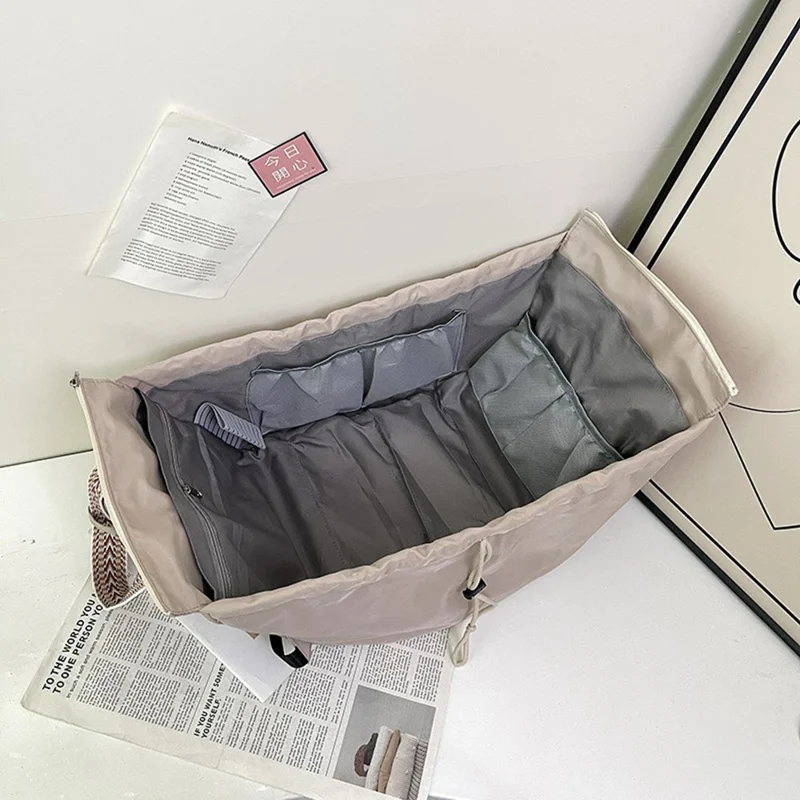 Large Capacity Mommy Bag Nylon Portable Folding Crib Bed Multipurpose Travel Baby Diaper Backpack - Coffee