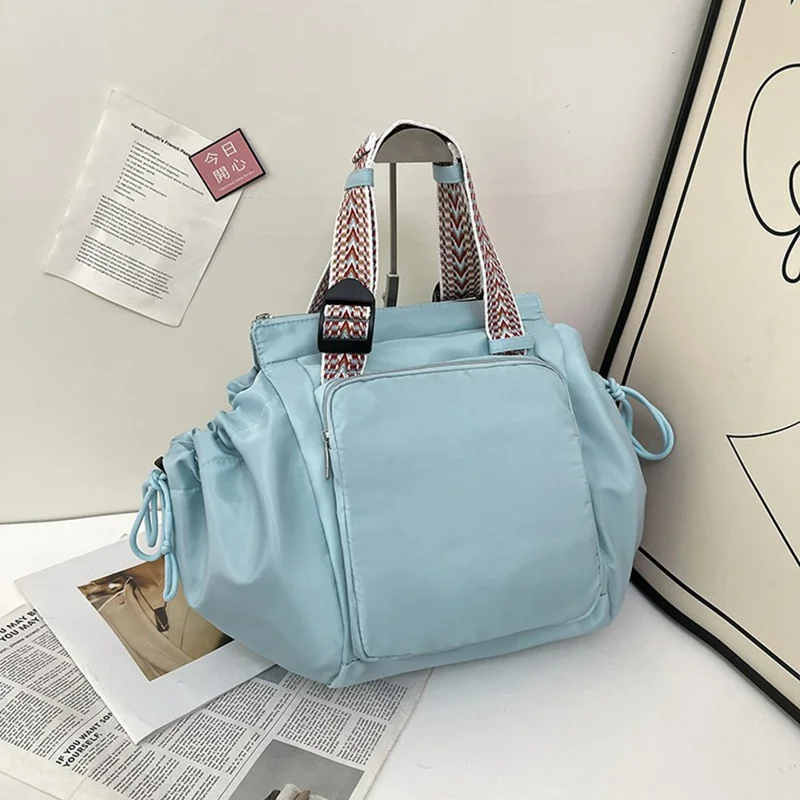 Large Capacity Mommy Bag Nylon Portable Folding Crib Bed Multipurpose Travel Baby Diaper Backpack - Coffee