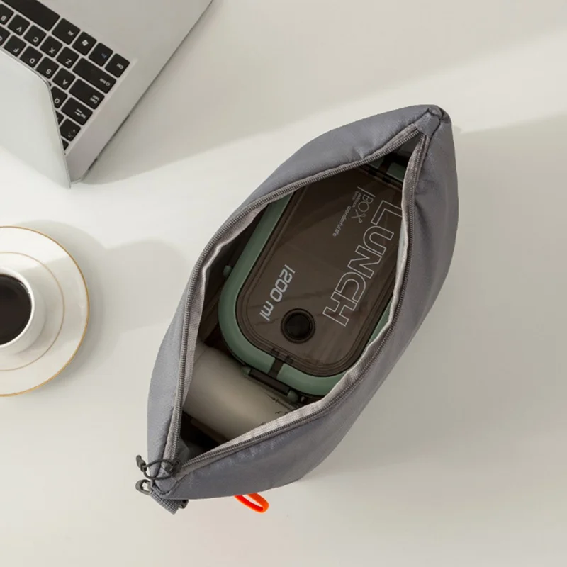 Japanese Style Insulated Lunch Bag Large Capacity Bento Box Carrier Tote Thermal Cooler for Work / Office - Black