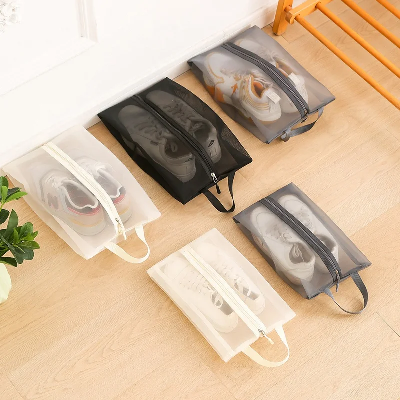25 x 40cm Travel Shoe Storage Bag Portable Handheld Gym Footwear Organizer Dust-Proof Mold-Resistant Shoe Holder - Grey