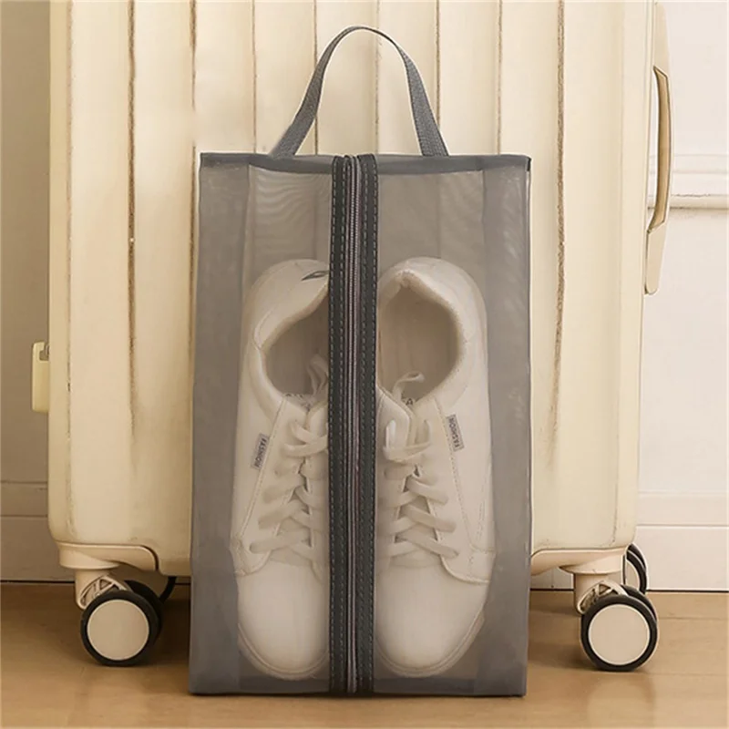 25 x 40cm Travel Shoe Storage Bag Portable Handheld Gym Footwear Organizer Dust-Proof Mold-Resistant Shoe Holder - Grey