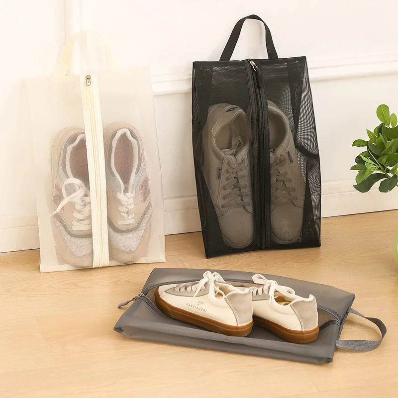 25 x 40cm Travel Shoe Storage Bag Portable Handheld Gym Footwear Organizer Dust-Proof Mold-Resistant Shoe Holder - Grey