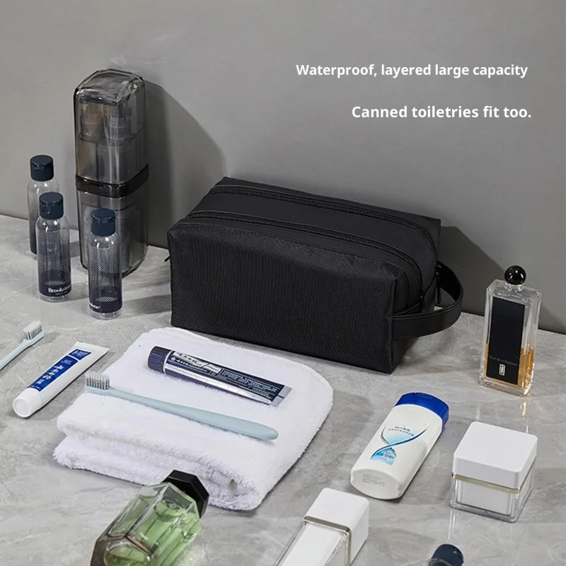 Travel Toiletry Bag for Man Waterproof Double Zipper Dry / Wet Storage Bag Portable Organizer