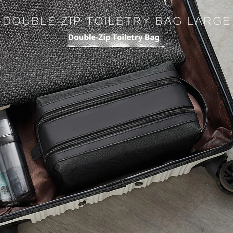 Travel Toiletry Bag for Man Waterproof Double Zipper Dry / Wet Storage Bag Portable Organizer