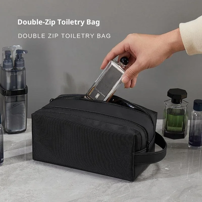 Travel Toiletry Bag for Man Waterproof Double Zipper Dry / Wet Storage Bag Portable Organizer