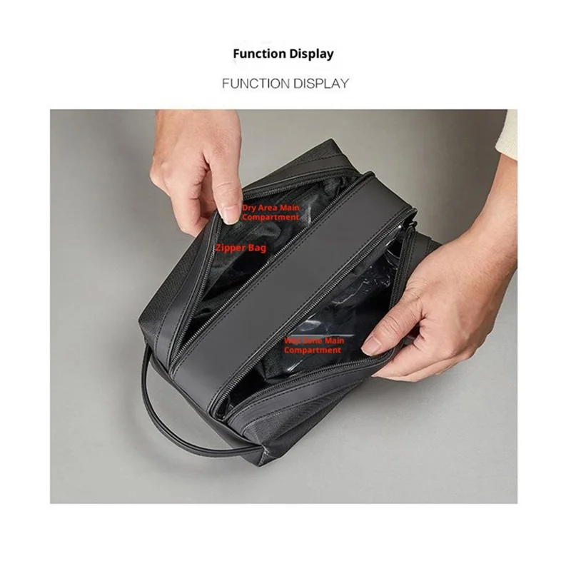Travel Toiletry Bag for Man Waterproof Double Zipper Dry / Wet Storage Bag Portable Organizer
