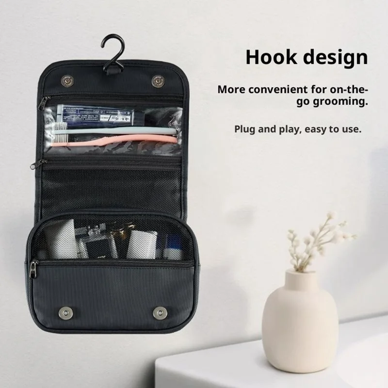 Waterproof Travel Toiletry Bag Portable Wet Dry Separation Foldable Hanging Cosmetic Organizer Bag - Black