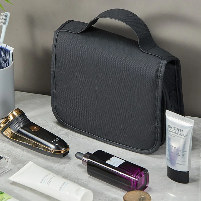 Waterproof Travel Toiletry Bag Portable Wet Dry Separation Foldable Hanging Cosmetic Organizer Bag - Black