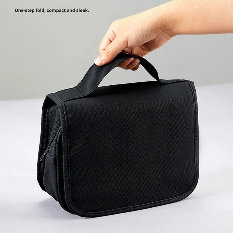 Waterproof Travel Toiletry Bag Portable Wet Dry Separation Foldable Hanging Cosmetic Organizer Bag - Black